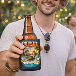 Phuket Beer Koozie Thailand bottle Cooler | Beach Souvenir Drink Holder Tropical Gift